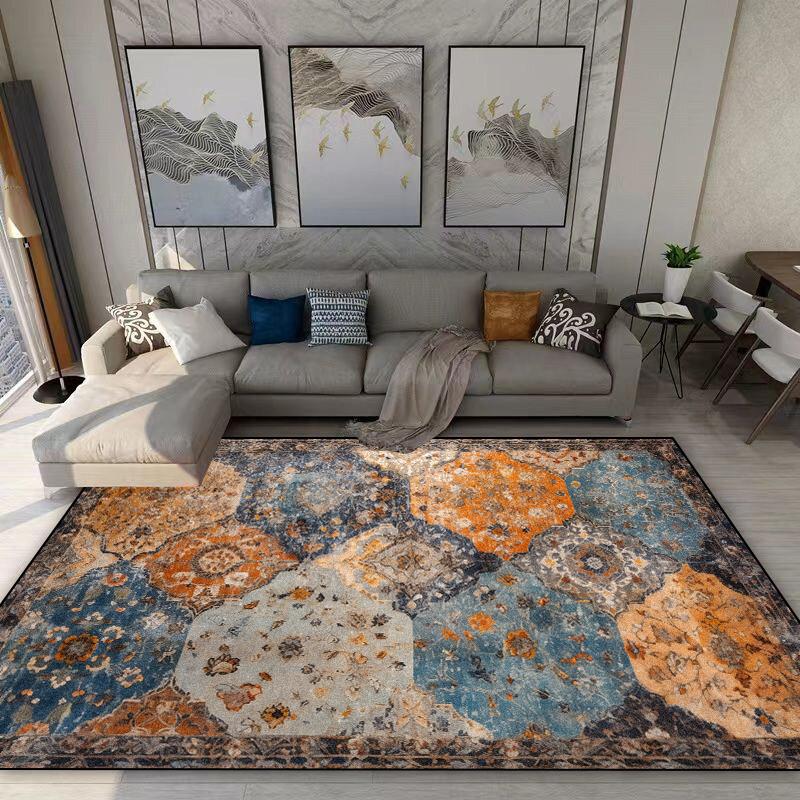 American Style Retro Carpet Living Room Bohemian Decoration Non-slip Washable Rug 140x200 Bedroom Sofa Bedside Flannel Floor Mat