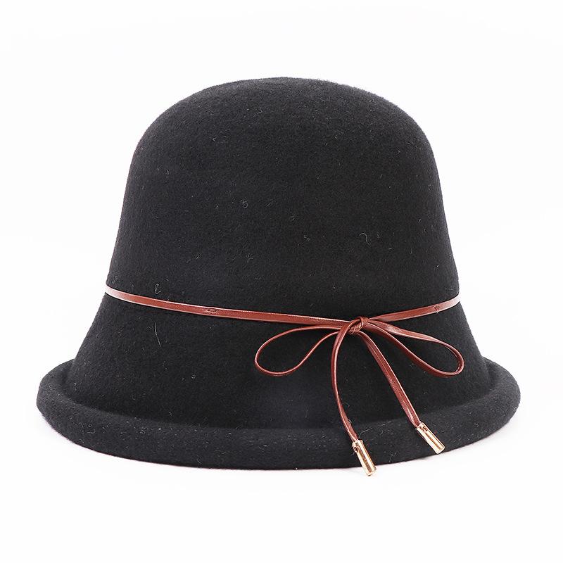 Высококачественная шерстяная шляпа-чаша, осенне-зимняя новая женская керлинговая шляпа с бантом, завязанная веревкой, рыбацкая шляпа, модная теплая шляпа на открытом воздухе, дизайнерская шляпа