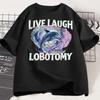 Live Laugh Lobotomy Women T Shirt Funny Dolphin Meme T-Shirt Silly Weird Short Sleeve Graphic T-Shirt Streetwear