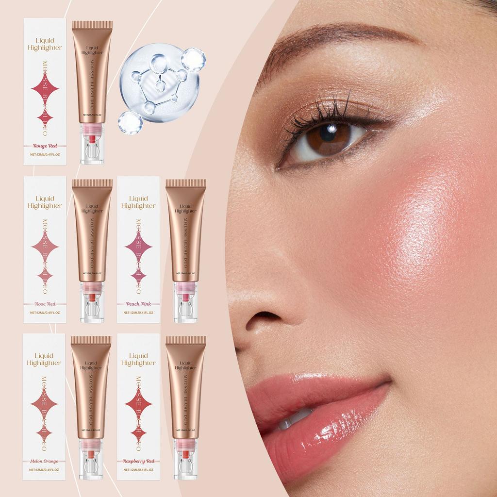 Liquid Highlighter Blush Cream, Natural Light Contouring Highlighter Multi-functional Facial Blush Cream