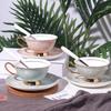Nordic Style Simple Stone Pattern Coffee Cup and Plate Two-piece Set of Painted Gold Ceramic Cup Water Cup Afternoon Tea Milk Cup