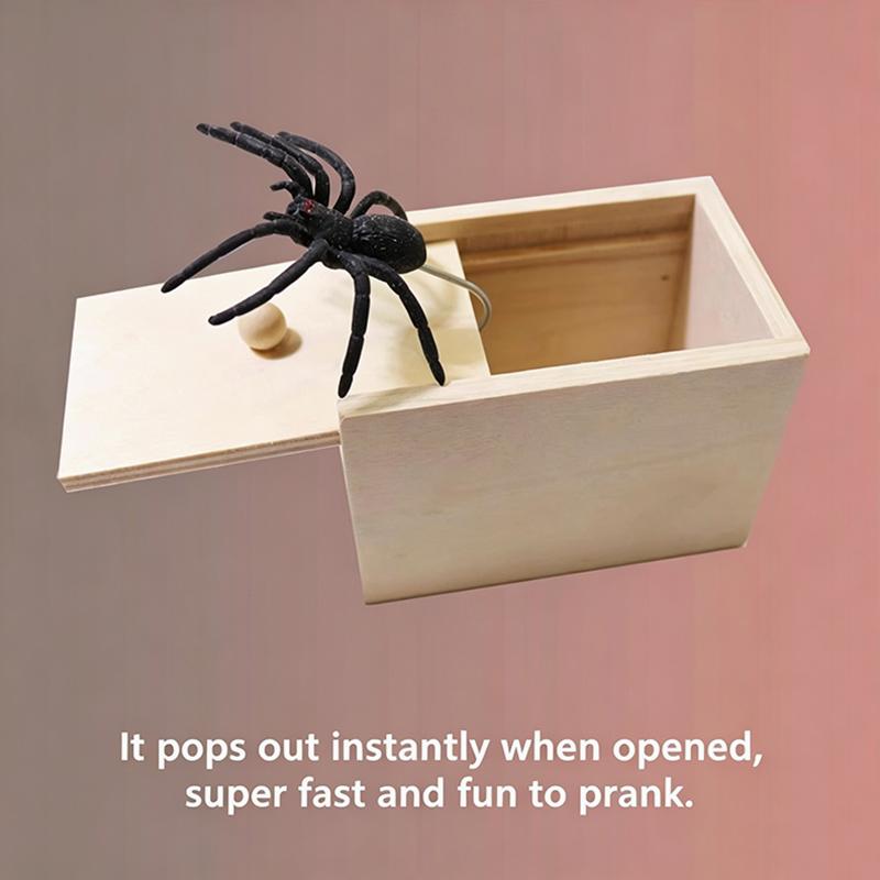 Trick Spider Смешная пугающая коробка Деревянная скрытая коробка Качественная шутка Деревянная пугающая коробка Веселая игра розыгрыш Трюк друг Офисные игрушки