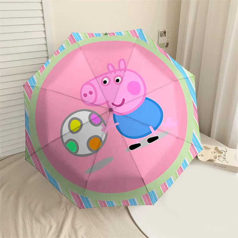 1PC Peppa Pig Party Umbrella-8-Rib Reinforced, Automatic Open, Lightweight & Durable, Cute Fashion Accessory for Outdoor-F2642