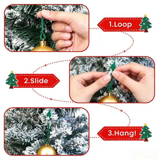 Small Trinket Hangers 12 Pcs Christmas Hanger Ribbons, Silicone Ornament And Strings for Tree, Adjustable Sliding Holiday Party Hanging Ropes