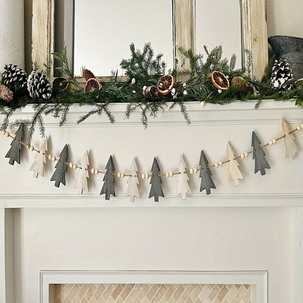 12pcs String Flag Christmas Hanging Pendant Wooden Tree Xmas Tree Ornament Home Wall Decor