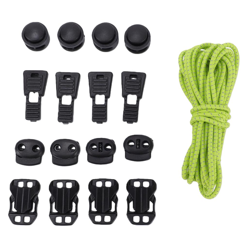 DIY Elastic Cord Heavy Stretch Round Strings Plastic Cord Locks for Shoelaces Drawstrings Paracord Green 3.2m
