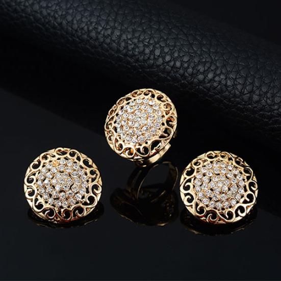 Женщины Банкет Свадебная вечеринка Полые горный хрусталь Ожерелье Браслет Кольцо Серьги Набор