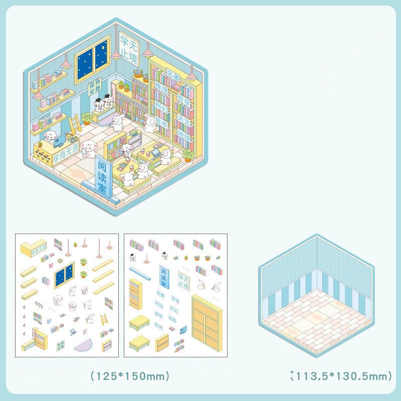 Мультфильм Еда Уличный Пейзаж Наклейка Сцена из Хижины DIY Игрушка Игра Наклейка Фестиваль Подарок На День Рождения для Детей Девочек и Детей