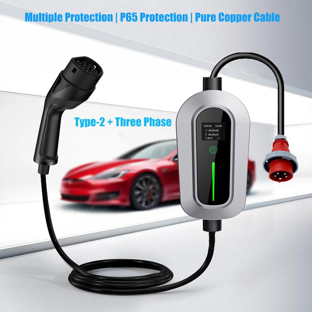 5M EV Charger Type2 IEC 62196-2 Кабель для быстрой зарядки 11 кВт/16 А/5 м/380 В 220 В Настенное автомобильное зарядное устройство Трехфазная промышленная вилка CEE