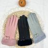Bow Warm Gloves Women'S Thickened Velvet Cold-Proof Cycling Gloves Can Touch The Screen