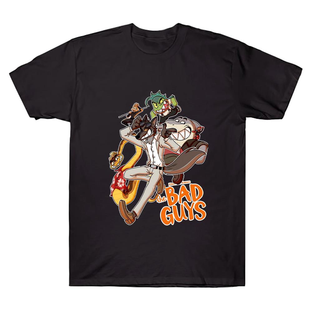Плохие парни 2 Футболки с мультяшным принтом Хлопок Подарок Креативная футболка Лето Женщины Мужчины Короткий рукав Свободная Дышащая одежда Топ