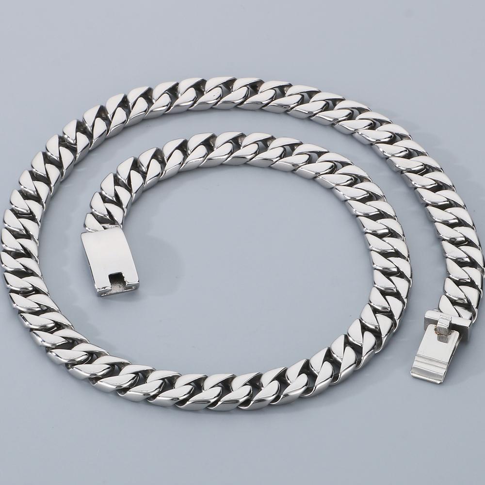 Кубинская цепочка длиной 50/60 см шириной 12 мм, ожерелья для мужчин, однотонная цепочка из нержавеющей стали на шею, вечерние мужские ювелирные изделия, подарки, 5 цветов