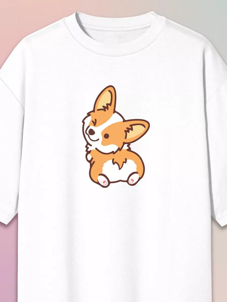 Oversized Corgi Print T-shirt