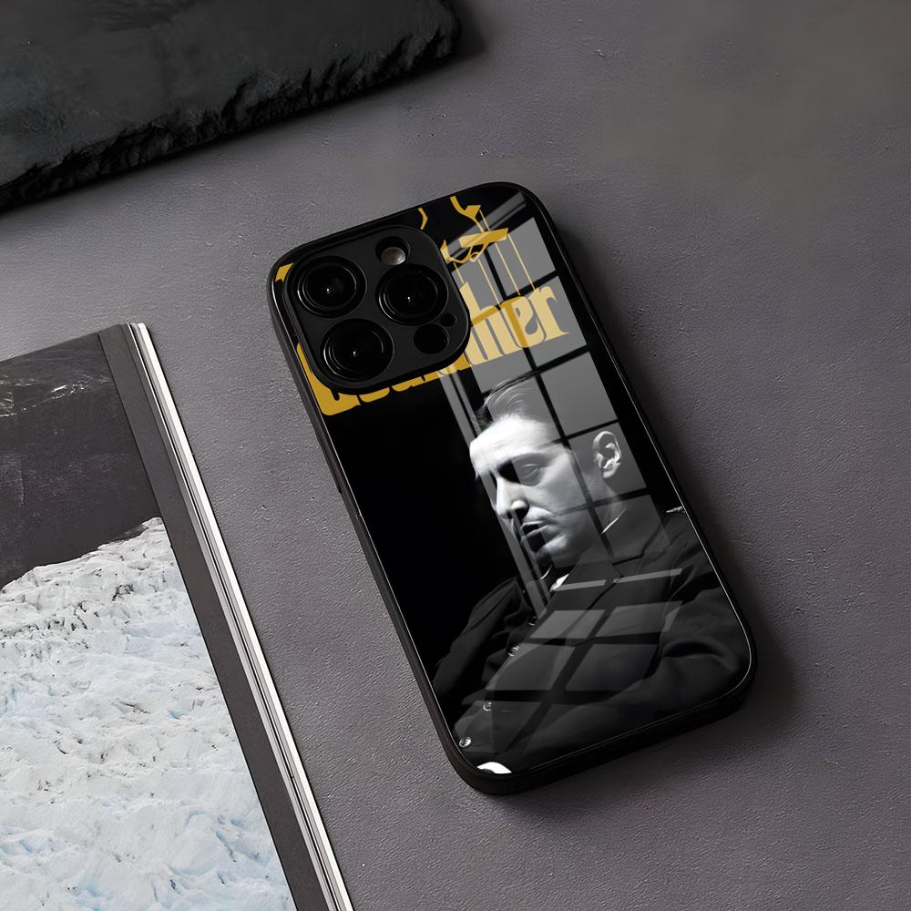 Чехол для телефона M-Michael C-Corleone для IPhone 17 Air 16 E Pro Max 15 14 13 Mini 12 Pro 11 Max Plus Черная стеклянная крышка