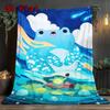 Whimsical Frog and Starry Night Design 2D Flat Pattern Flannel Blanket High Quality All Seasons Warmth and Comfort Perfect for Christmas Gifts.P260914