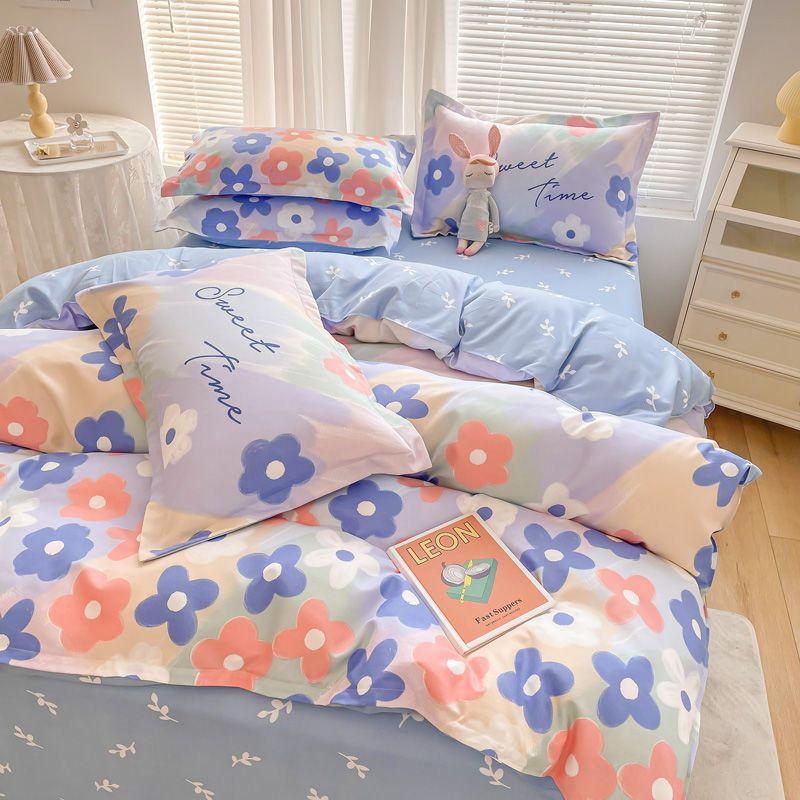 Комплект из четырех простыней, постельное белье, пододеяльник из стираного хлопка с пескоструйной обработкой, простыня, односпальное одеяло для спальни, комплект из трех предметов