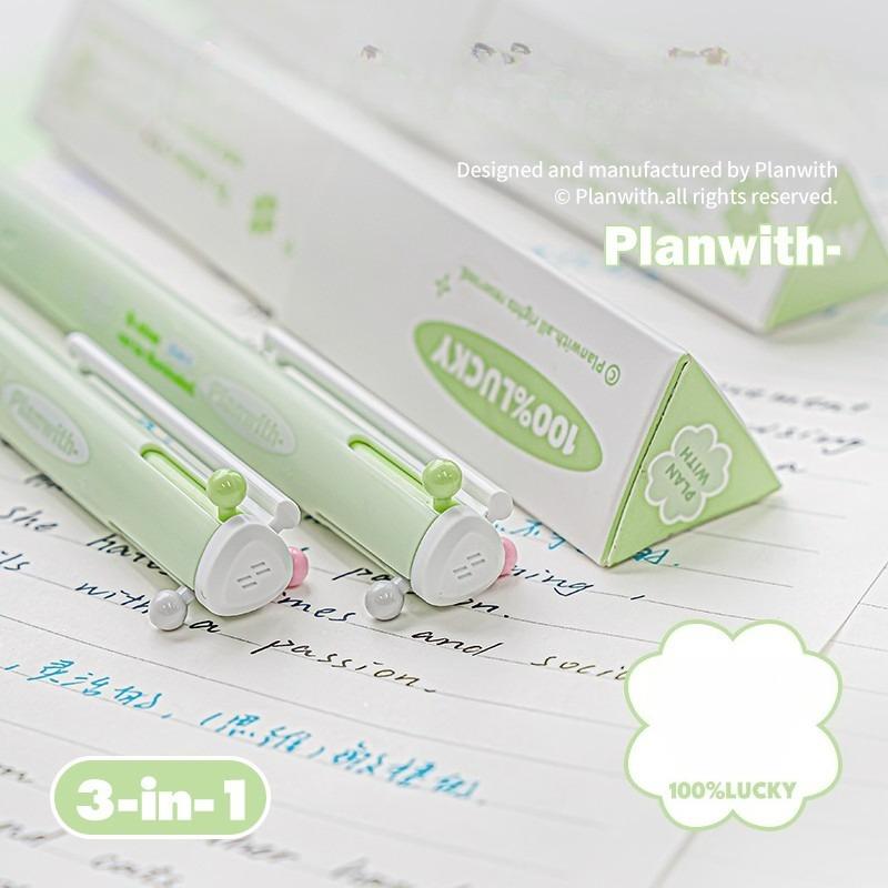 Planwith Friend Серия Plan Clover Треугольная Многоцветная Ручка 3-Цветная Тетрадь Гелевая Ручка Модульная Ручка