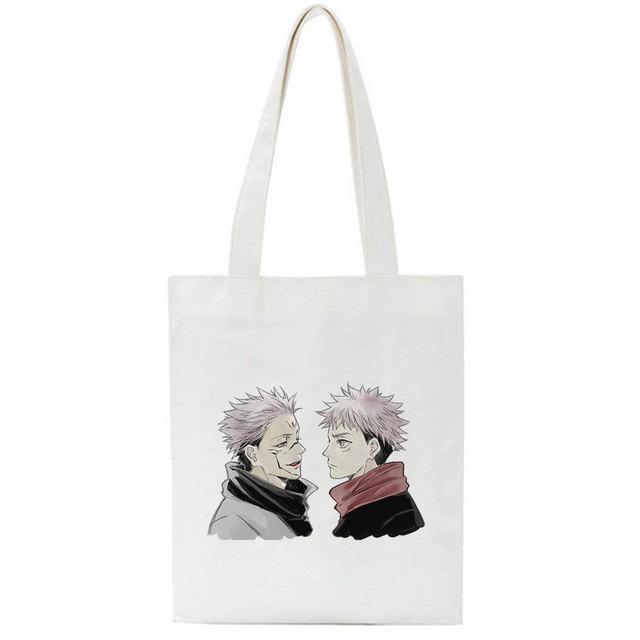 Summer Jujutsu Kaisen Anime Shoulder Canvas Bags Casual Large-capacity Punk Fashion Tote Cartoon Harajuku Kawaii Women Bag