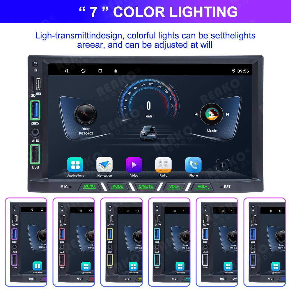 Reakosound 7'' Android Car Radio CarPlay Universal Car Gps Screen Adjustable 2 DIN Car Stereo Radio Navigation Player Head Unit