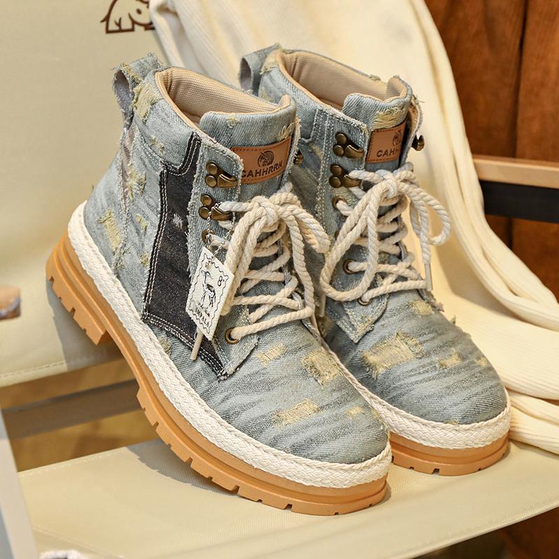 Men Cowboy Boots Outdoor Fashion Trendy All-match Style Mens Biker Boot Designed Style Popular Model Hard-wearing Male Shoes