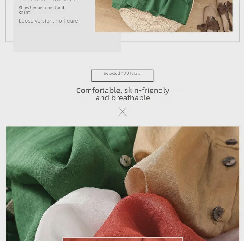 Женская рубашка в стиле ретро из хлопка и льна с вышитыми рукавами-фонариками (Весна/Лето 2024)