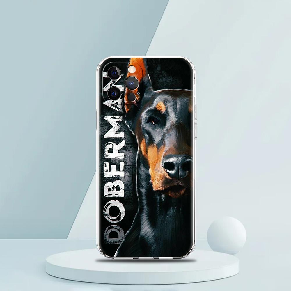 Чехол для iPhone 16 15 14 13 12 Pro Max с изображением добермана, прозрачный мягкий чехол для iPhone 11 Pro Max 7 8 Plus XS XR, защитная крышка, чехлы, сумки