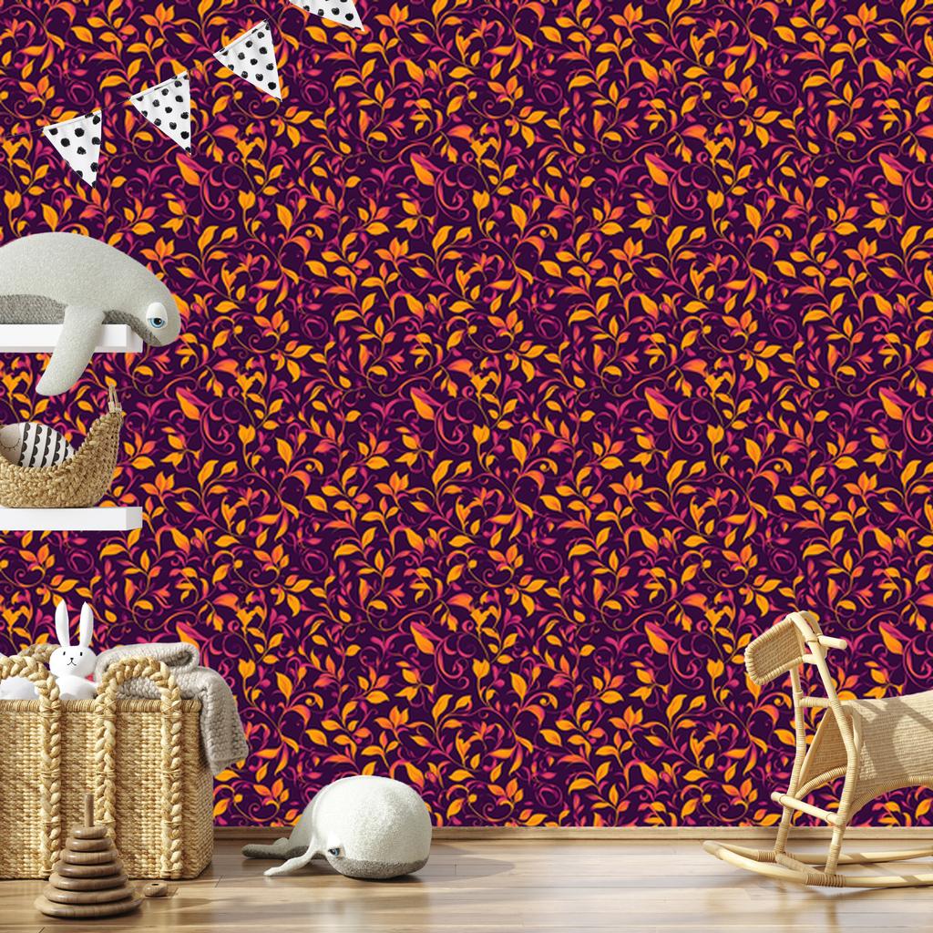 Intricate floral pattern plum and burgundy wallpaper 50x1000