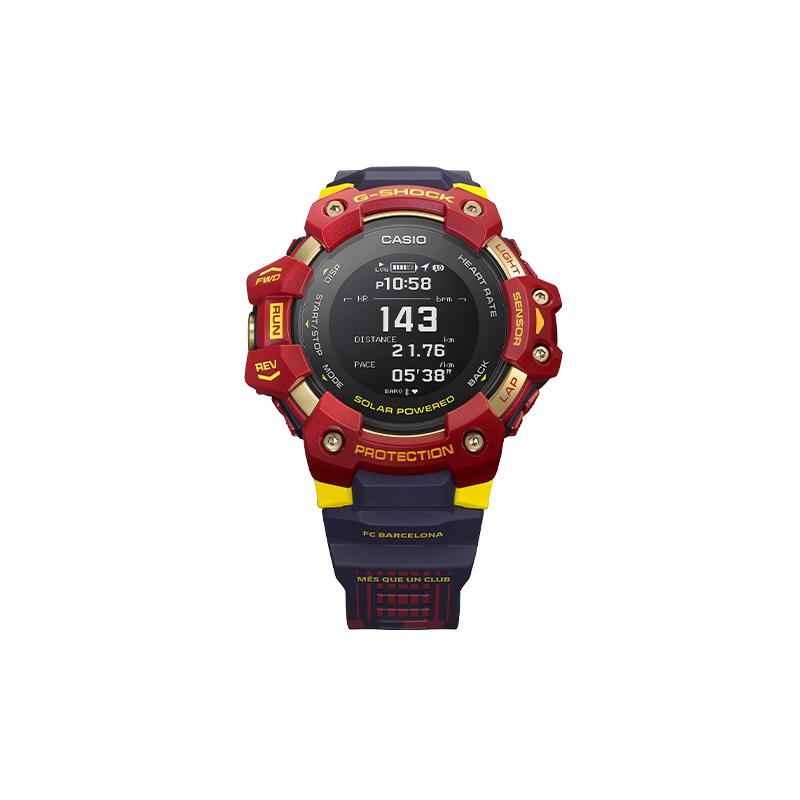 Casio Серия G-SQUAD Модель в сотрудничестве с Барселоной MATCHDAY, логотип Барселоны выгравирован на задней крышке, кварцевый механизм, полимерный ремешок, GBD-H1000BAR-4JR