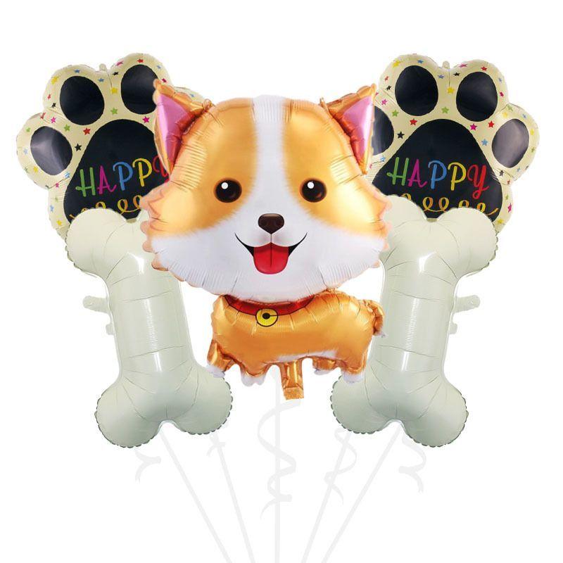 Labrador Dog Paw Aluminum Foil Balloon Set—Dog Bone-Shaped Pet Birthday Party Decorations