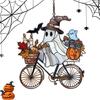 Halloween Pendant Witch Ghost Ride Shape Pendant Image Stained Glass Window Hanging Ornament Festivals Halloween Decoration