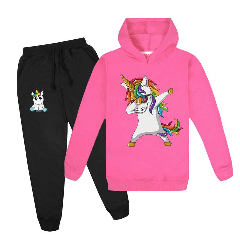 Kids Boys Girls Cute DAB Unicorn Hoodies Pants Suit Cartoon Children's Clothing Sweatshirts Casual Fashion Pullover