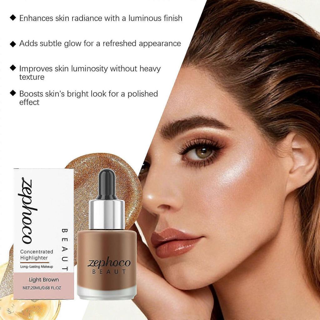 Zephoco Light Brown Concentrated Highlighting Liquid, Lightweight And Delicate Texture, Glossy And Pigmented, Smooth To Apply
