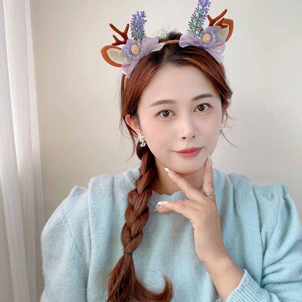 Headband Merry Christmas Decor Children Hair Clip Christmas Headwear Elk Hair Hoop Antler Hairpin