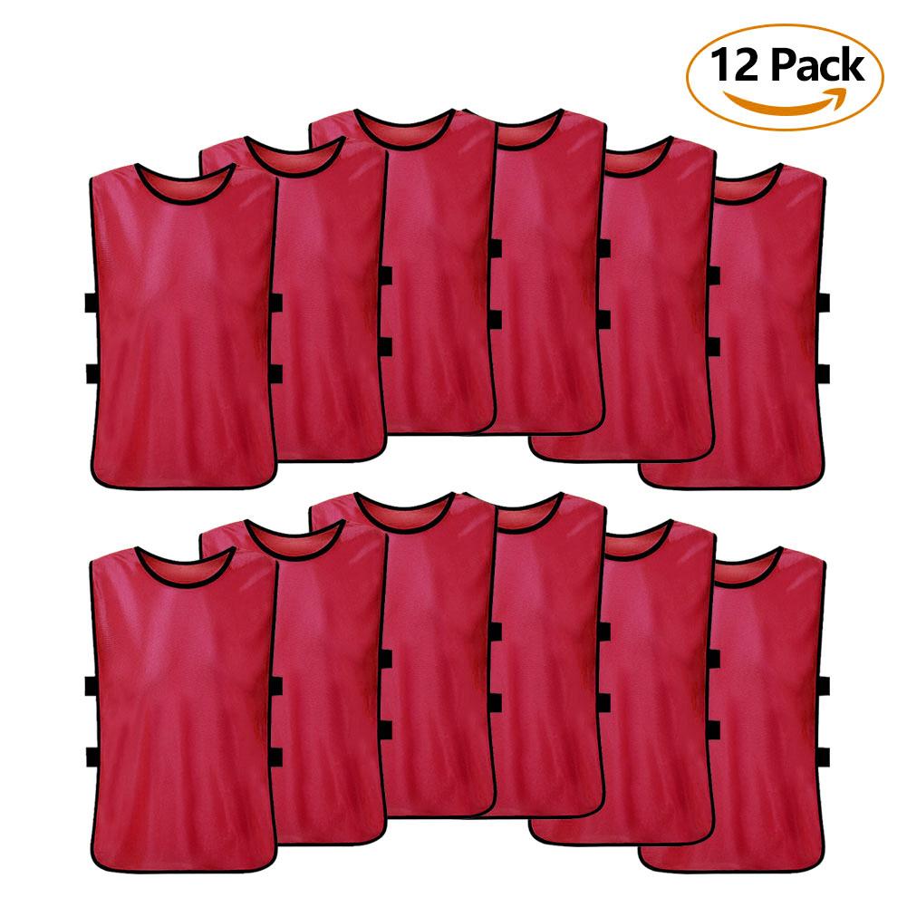 12 Pack Jerseys Bibs Breathable Adults Football Scrimmage Training Vests for Volleyball Soccer