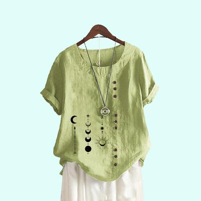 Женский пуловер больших размеров, свободная рубашка, женские повседневные блузки с круглым вырезом и принтом, летняя модная футболка с коротким рукавом