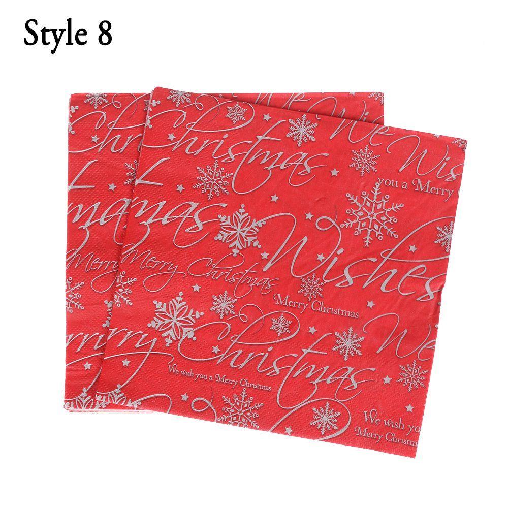 20pcs Home Decorative Santa Claus Cute Christmas Decoration Towel Printing Paper Napkin Serviette