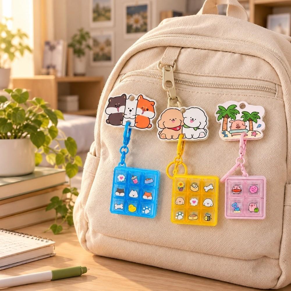 Cartoon Fidget Keychain Key Button Pinch Toy Cute Finger Keyboard Cap  for Adult&Kids