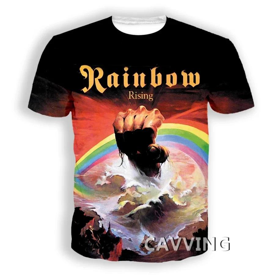 Популярная рок-группа Rainbow 3D-принт Мужская/Женская футболка Летний хип-хоп тренд Футболка с коротким рукавом Оверсайз Крутая футболка с круглым вырезом