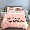 Merry Christmas Snowflake Pink Bedding Duvet Cover Set Duvet Cover Pillowcases  (1*Duvet Cover 2*Pillowcases, without duvet insert)