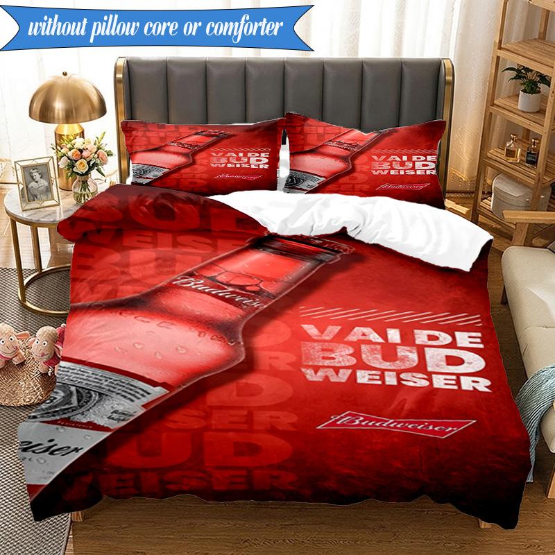 3PCS Budweiser Galaxy Bow Tie Bedding Set 2D Printing (Includes 1 Duvet Cover + 2 Pillowcases Coreless), Bedroom decor,Fan gift
