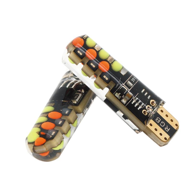 Led T10 Rgb Автомобильный габаритный фонарь 12 В Rgbw Cob Светодиодная лампа для чтения с автоматической атмосферной лампой с пультом дистанционного управления