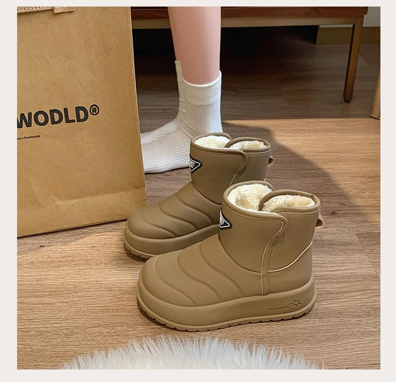 Женские зимние бархатные высокие зимние ботинки 2024 года — теплая, стильная повседневная обувь в корейском стиле (Модель КТ2822)