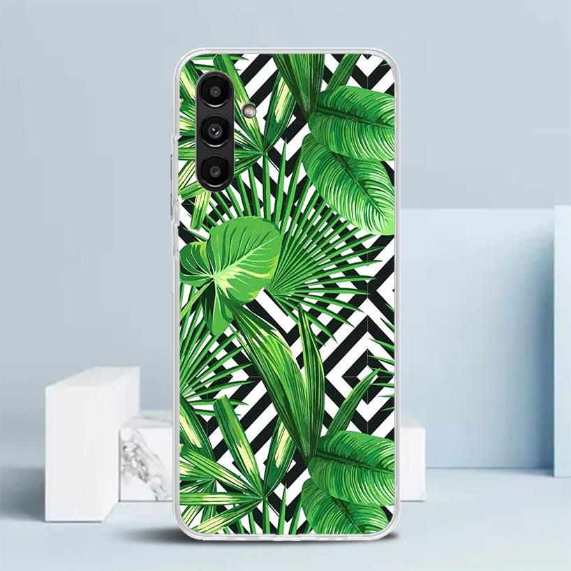 Летние Тропические Растения Зеленый Лист Чехол для Телефона Для Samsung Galaxy A17 A37 A57 A16 A15 A14 A13 A56 A55 A54 A53 A36 A35 A34 A33 A26