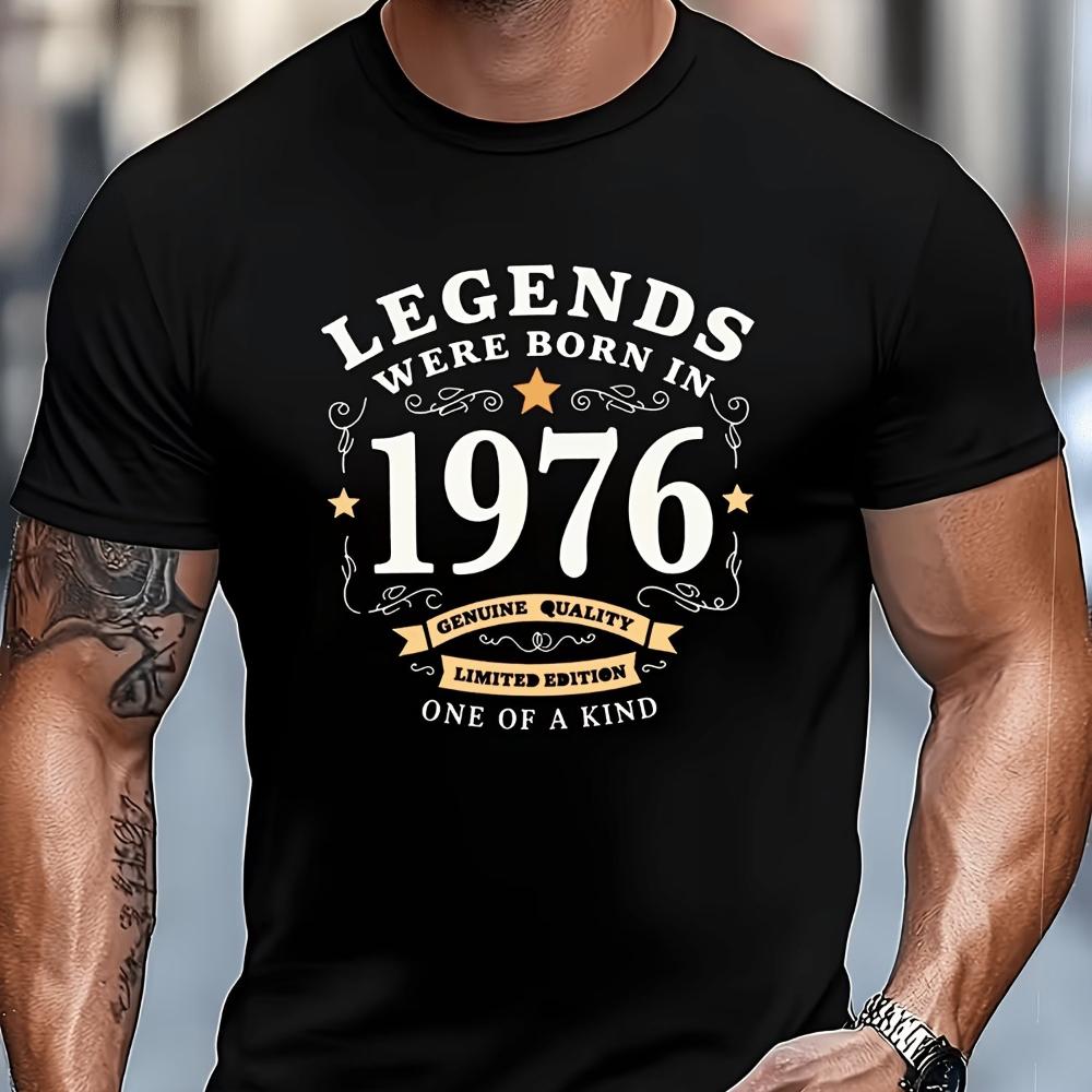 Breathable 1976 Print TShirt Lightweight Retro Tee Perfect for Birthday Parties Casual Outfits Unisexs Tshirts for Summer
