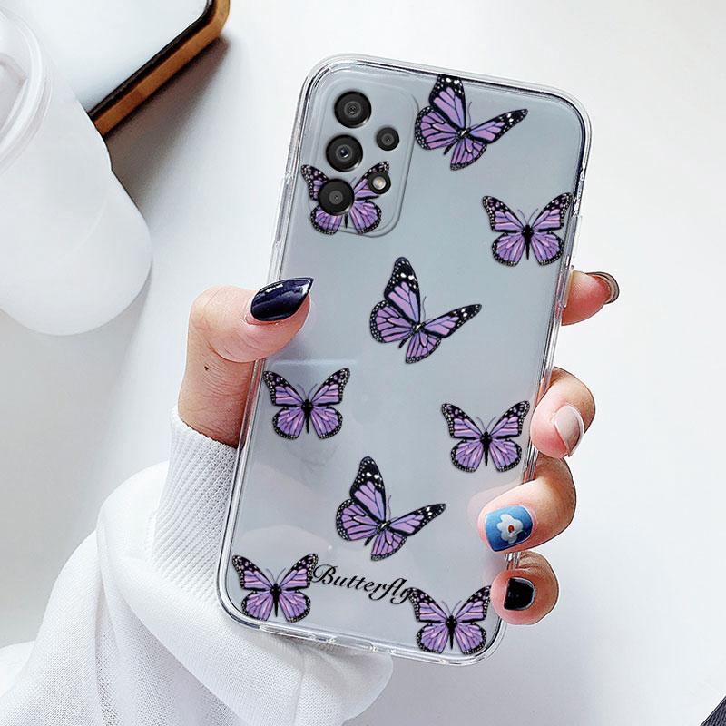 Чехол для телефона Samsung A53 5G A33 Цветочный силиконовый чехол для Samsung Galaxy A73 Fundas Coque Прозрачный мягкий Capas Цветочный ТПУ