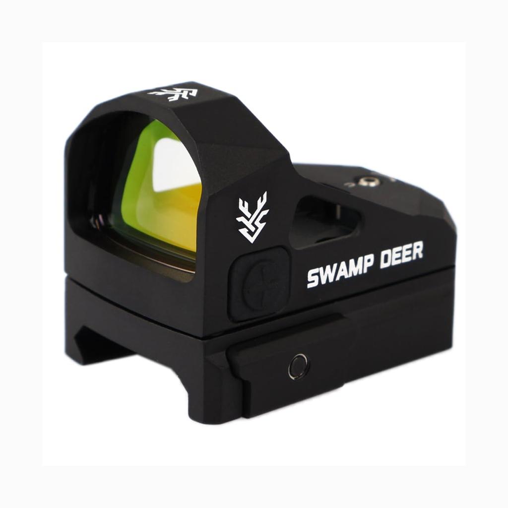 SWAMP DEER OPTICS HD1x24 Мини коллиматорный прицел, ударопрочный до 1500 г, коллиматорный прицел открытого типа, совместимый с планками 20 мм (черный)