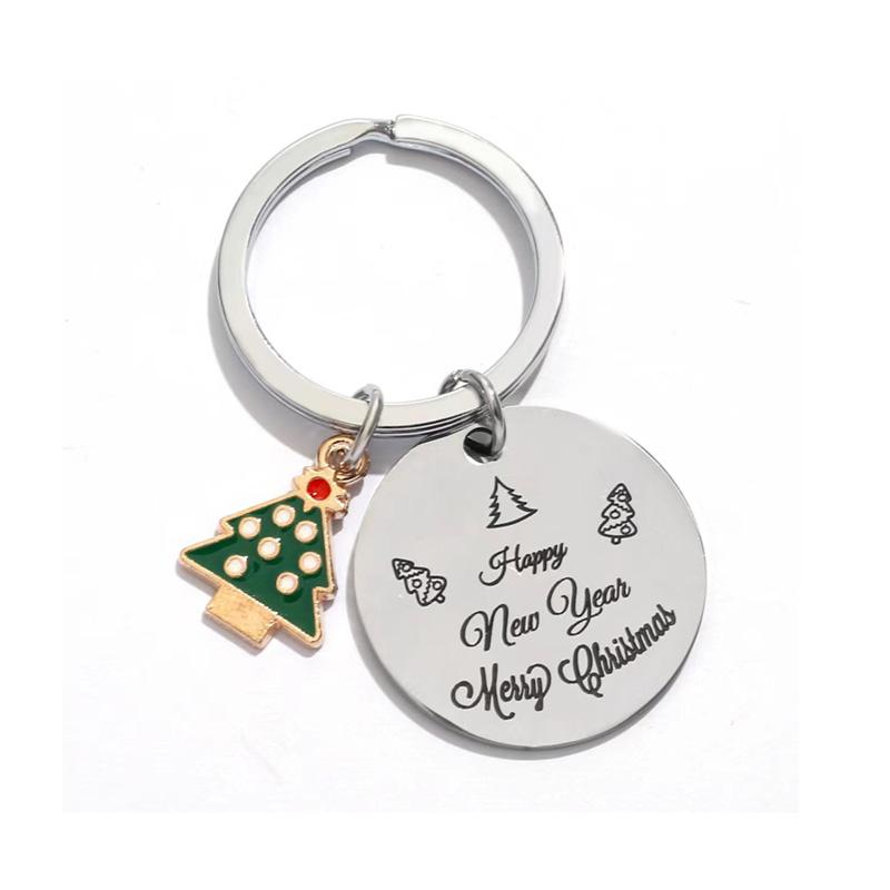 1PC Fashion Santa Claus Handbag Pendants Xmas Tree Cartoon Bell Metal Keyring Christmas Keychain