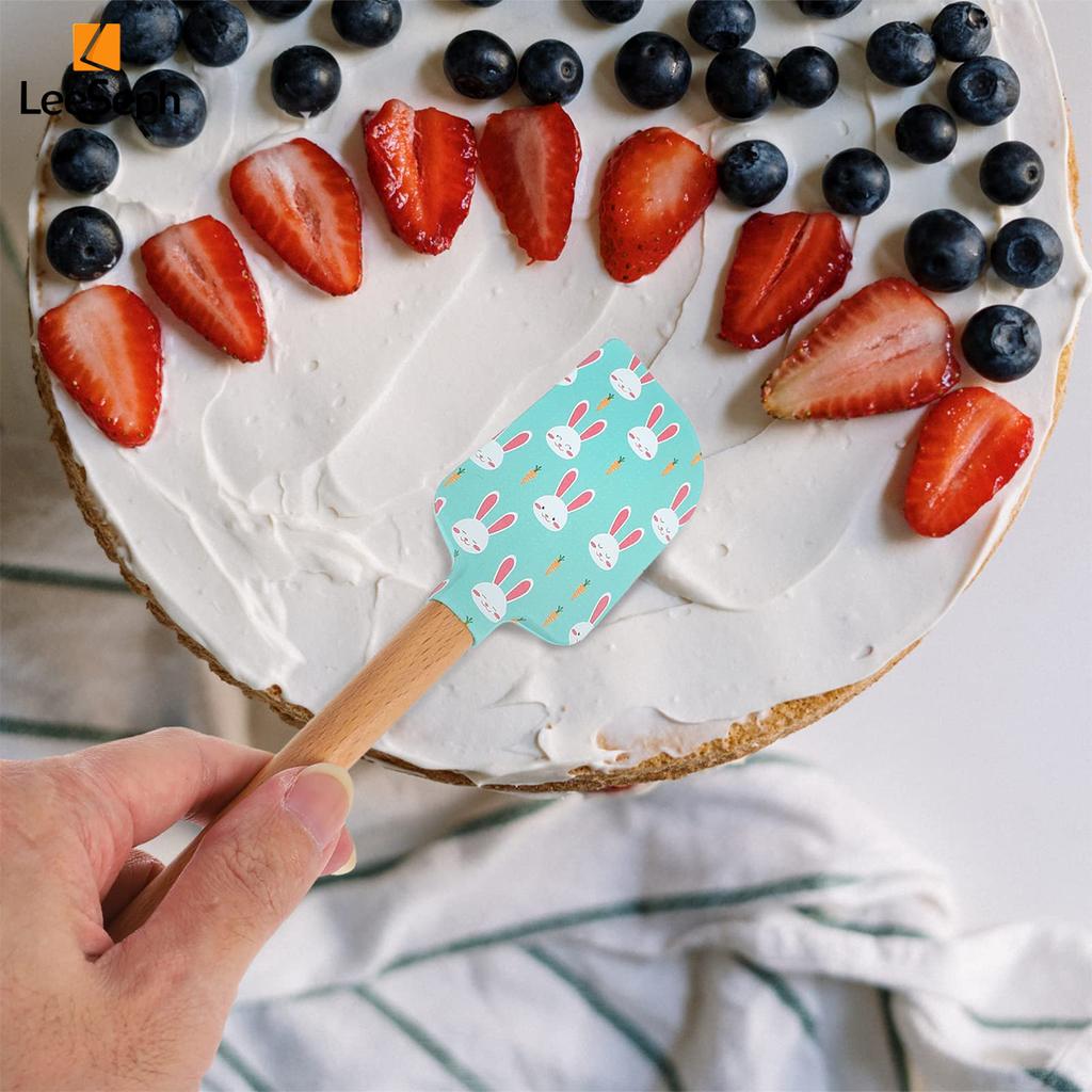 Набор из 10 симпатичных силиконовых лопаток для выпечки Leeseph, лопатка для украшения торта с деревянной ручкой, для выпечки на кухне и Рождества