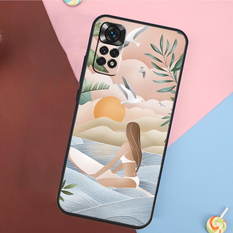Чехол для Xiaomi Redmi Note 14 13 12 9 10 11 Pro 9S 10S 11S 12S Redmi 14C 10C 12C 13C с изображением доски для серфинга, серфинга, девушки-серфера
