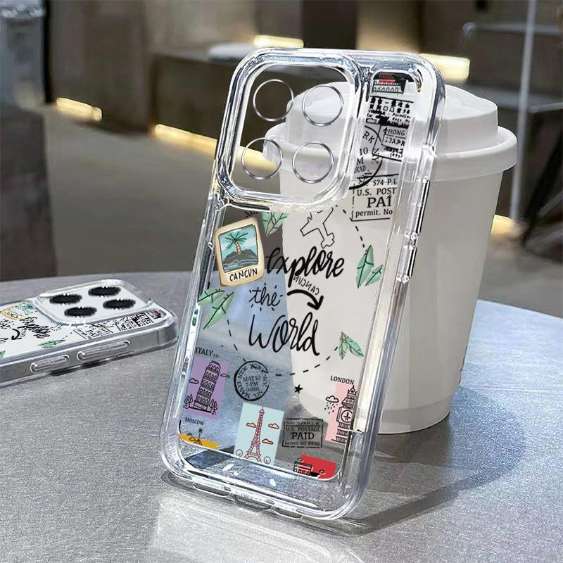 For Xiaomi 14T 13T Pro Redmi Poco X6 Pro M6 X5 Cover Shell Note 14 Pro 13 12 11 Heart Pattern Soft Silicone Shockproof Clear Slim Phone Cover